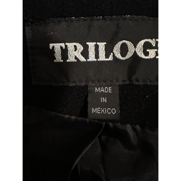 TRILOGI Vtg Coat Cape Wool with Fur Mink Trim Tail Scarf Black One Size Missy - Picture 3 of 7